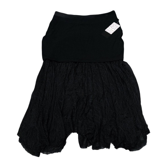 FREE PEOPLE Black Skirt Sheer Lace NWT Large Festival Coachella